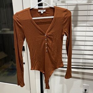 Steve Madden Rust V-Neck Bodysuit
